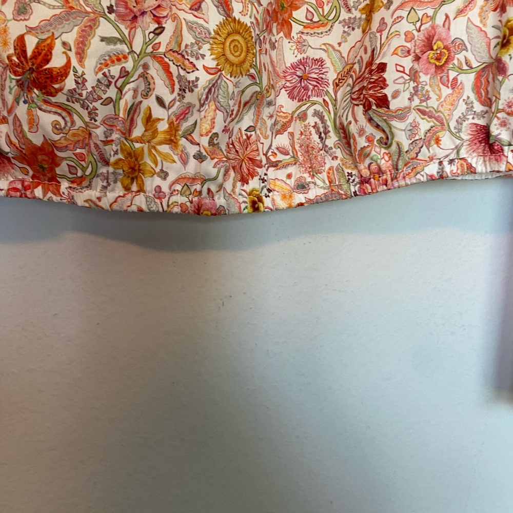 J. Crew Liberty of London Garden Life Floral Crop Top Boho Bell Sleeve Sz XL - Picture 7 of 10